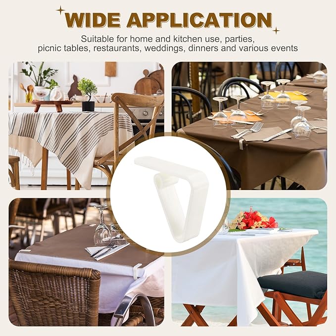 uxcell 48 Pack Plastic Tablecloth Clips, Table Cloth Cover Clamps Windproof Holder Clips 2.17" x 1.69" for Home Party Picnic Wedding Camping Dining Tables, White