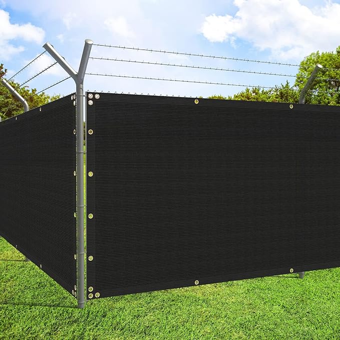 ECOOPTS 8'x139' Privacy Fence Screen Windscreen with Copper Grommets, Fit for Commercial Fence and Residential Garden Outdoor 90% UV Blockage, Cable Zip Ties Included (Black)