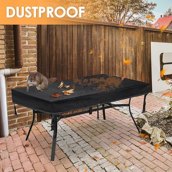 TOHONFOO Rectangular Patio Table Cover - Waterproof Anti-UV Outdoor Dining Table Cover - Outdoor Patio Furniture Cover 70" L x 40" W x 6" H, Black