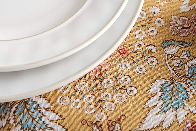 Maison d' Hermine 100% Cotton Rectangular Tablecloth 60×120 in – Farmhouse Dining Table Linen, Reusable Everyday Table Cover for Home, Wedding, Spring Summer Party Décor - Marquise