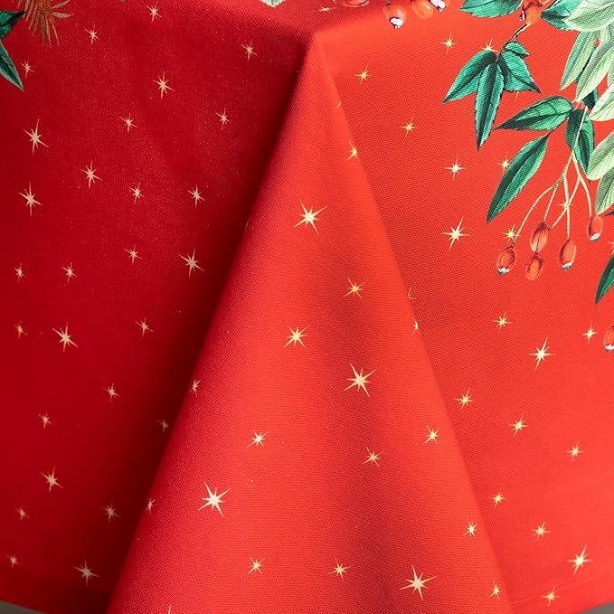 Maison d' Hermine Table Cloth Rectangle Table 100% Cotton 60 x 90 Inches Fall Tablecloth Reusable Everyday Use for Thanksgiving Christmas Decorations Dining Farmhouse Party (Noel)