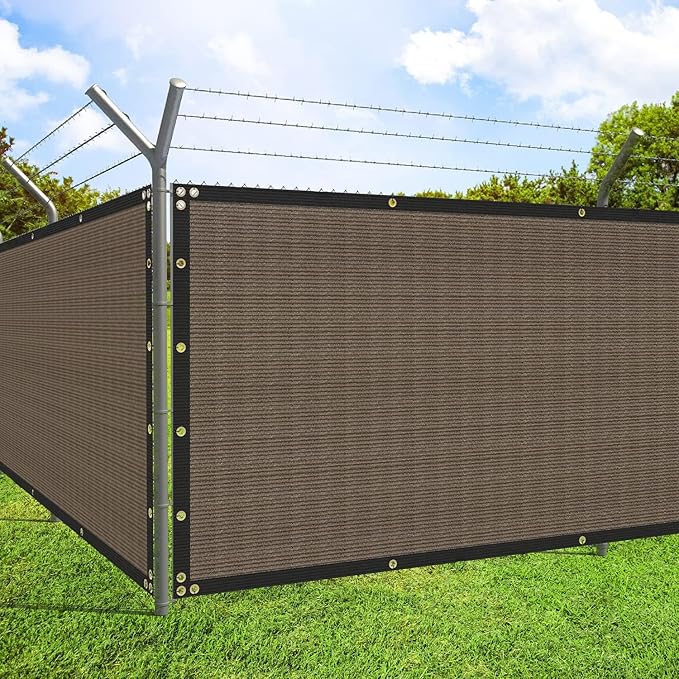 ECOOPTS 4'x229' Privacy Fence Screen Windscreen with Copper Grommets, Fit for Commercial Fence and Residential Garden Outdoor 90% UV Blockage, Cable Zip Ties Included (Brown)