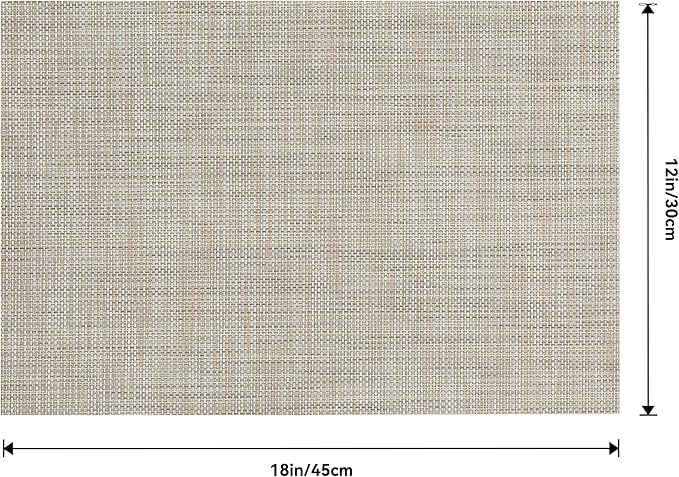 Leetaltree Linen Yellow Placemats Set of 8 - Heat Resistant Non-Slip Place mats for Dining Table, Washable Durable PVC Vinyl Woven Table Mats(Linen Yellow, 8)