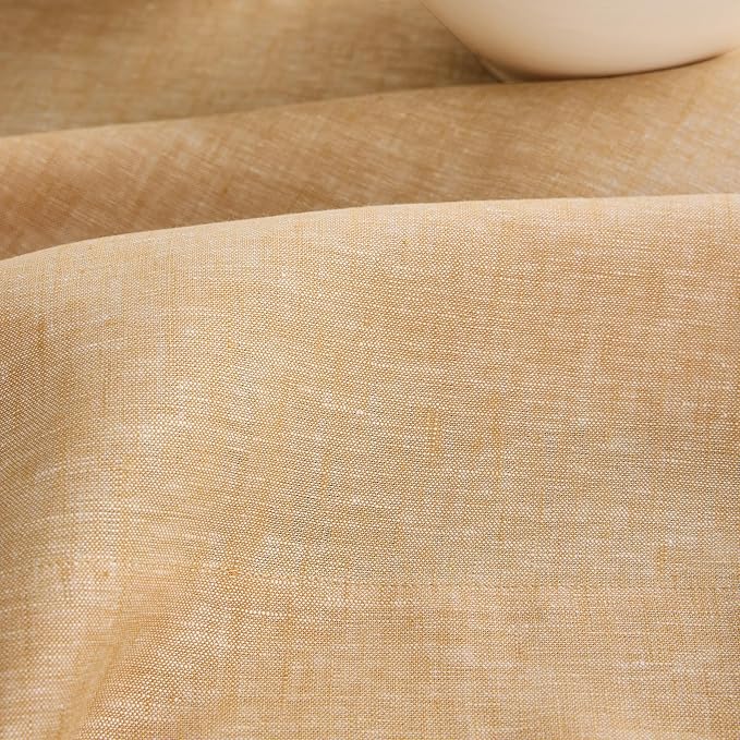 Solino Home Linen Table Runner 120 Inches Long - Athena, 100% Pure Linen Golden Nugget Table Runner 14 x 120 Inch for Dining, Spring, Easter