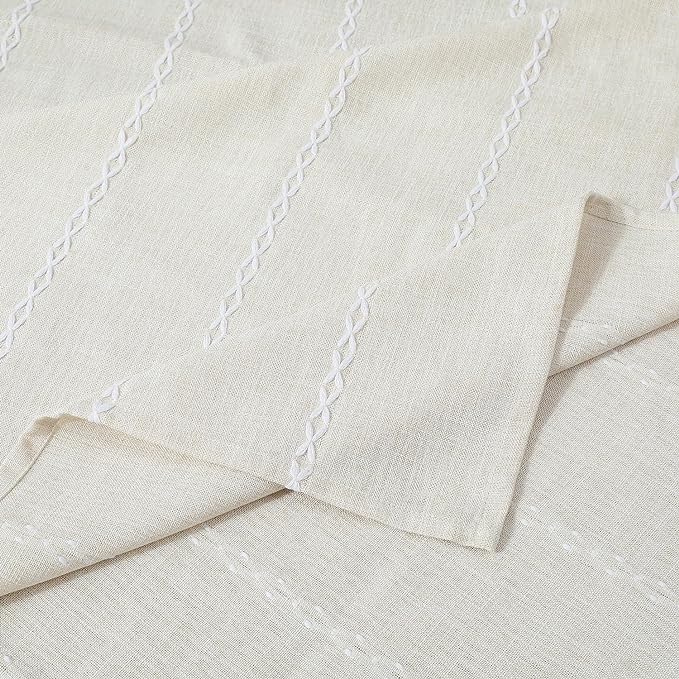 Chassic 60 x 120 inches Farmhouse Style Linen tablecloths, Wrinkle Resistant Washable Dining Room Table Cloths for 8 Foot Rectangle Tables - Beige