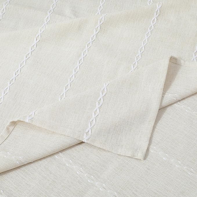 Chassic 60 x 84 inches Farmhouse Style Linen tablecloths, Wrinkle Resistant Washable Dining Room Table Cloths for Rectangle Tables - Beige