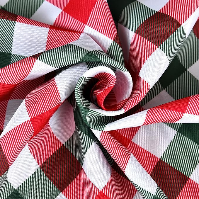 Red Waterproof Plaid Christmas Tablecloth Fabric - Square 58x58 Inch Classic Gingham Checker Holiday Table Cloth for Indoor Use - Xmas Table Cover for Picnics, BBQs, and Parties