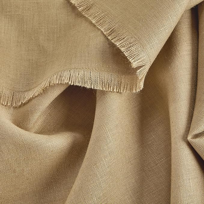 Solino Home Fringe Linen Table Runner 90 Inches Long - 100% Pure Linen Kelp Dining Table Runner 14 x 90 Inch for Spring - Handcrafted and Machine Washable