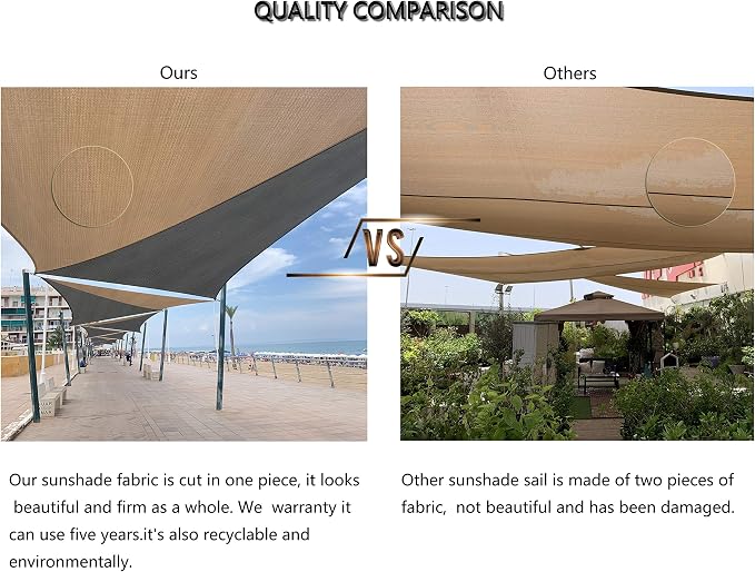 Tronssien Triangle 16'x16'x16' Sun Shade Sail, 95% UV Blockage Canopy Awning - Image 6