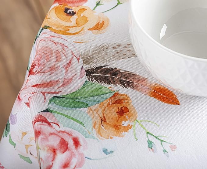 Maison d' Hermine Table Cloth Round Table 100% Cotton 63 Inches Tablecloth Reusable Decorative Everyday Use for Dining Room, Farmhouse, Home, Party, Festive & Wedding Spring Summer - Ibiza - Beige