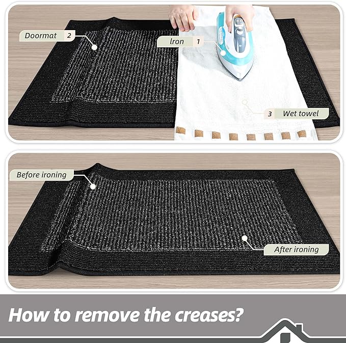 BEQHAUSE Indoor Door Mat 24" x 36", Dirt Trapper Door Mats Non-Slip Entryway Rugs Washable, Resist Dirt Absorbent Welcome Mat, Low Profile Floor Mats for Front Back Door and Entryway, Black