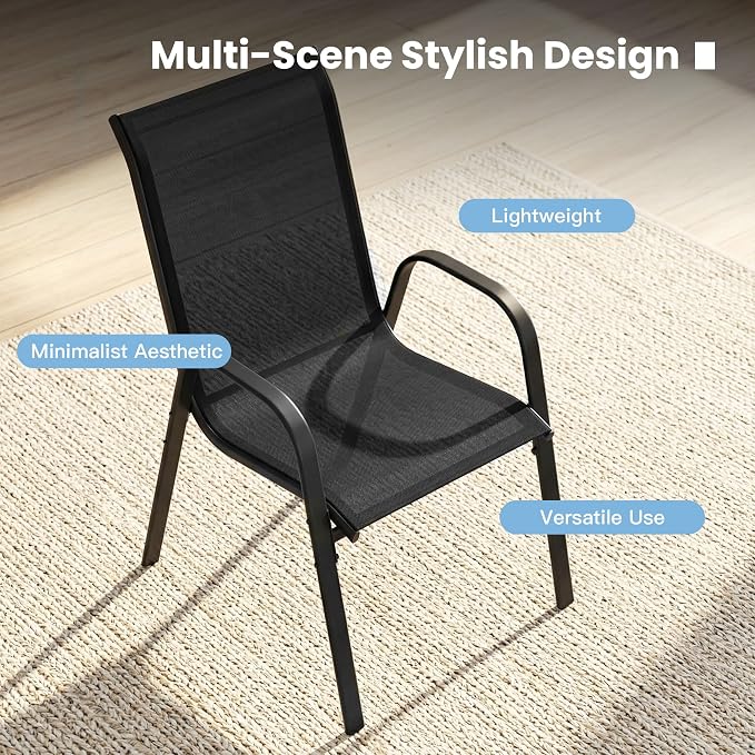 DIFY Patio Chairs Set of 2, Stackable Outdoor Dining Chairs Set - Image 8