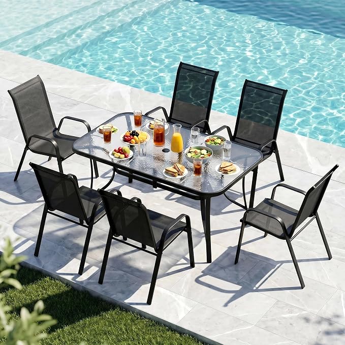 MAMIZO Patio Dining Chairs, Stackable Textilene Chair Set of 8, - Image 9