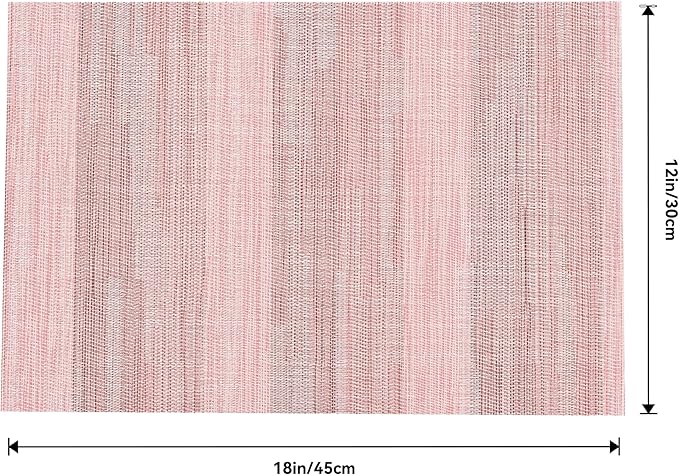 Leetaltree Misty Rose Placemats Set of 12 - Heat Resistant Non-Slip Place mats for Dining Table, Washable Durable PVC Vinyl Woven Table Mats(Misty Rose, 12)