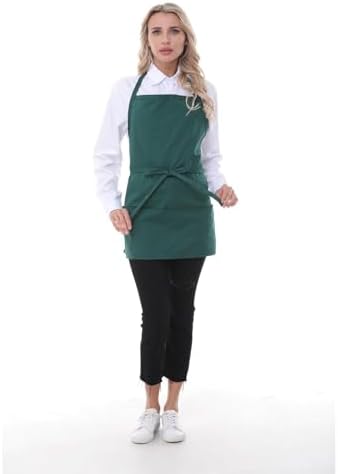 Chef Aprons for Women with 3 Pockets, Kitchen Work Apron for Cooking, Cotton - Image 3
