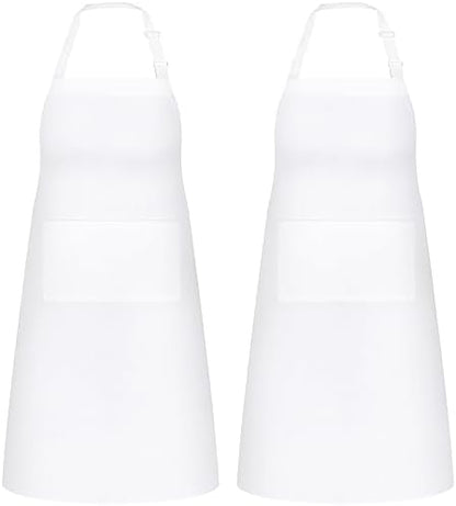 NLUS 2 Pack White Aprons with 2 Pockets by NLUS
