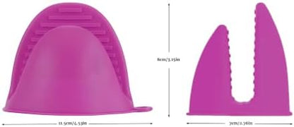 2 Pairs All Magenta Mini Silicone Oven Gloves, Mini Finger Protector Pot Holder - Image 2