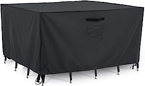 Tempera Outdoor Dining Set Cover for Outside Table and Chairs, Square Patio Table Covers for Outdoor Furniture, Anti-Fading, Windproof, 56''L x 56''W x 27.8''H, Grey