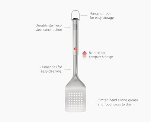 Joseph Joseph GrillOut Stainless Steel BBQ Turner, Slotted Head, Retractable - Image 4