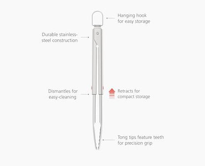 Joseph Joseph GrillOut Stainless Steel BBQ Tongs, Precision Grip, Retractable - Image 4