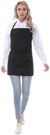 Chef Aprons for Women with 3 Pockets, Kitchen Work Apron for Cooking, Cotton by SyzornkFurniturecoLtd