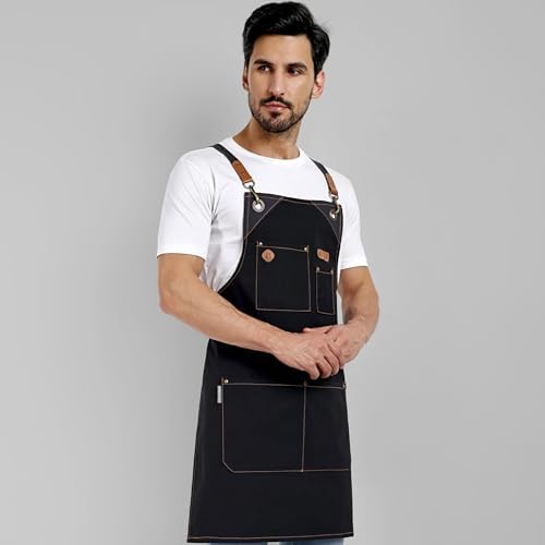Chef Apron, Recycled Cotton Kitchen Apron - Image 4
