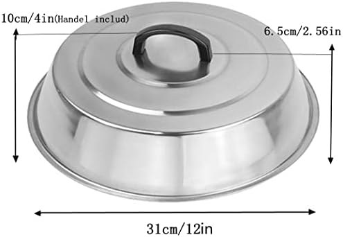 3 Sets BBQ Accessories 12 Inch Round Stainless Steel Basting Cover Wok Lids- - Image 2