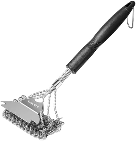 TempPro BBQ Grill Brush with Wide Scraper, Bristle-Free & Stainless Steel by TempPro