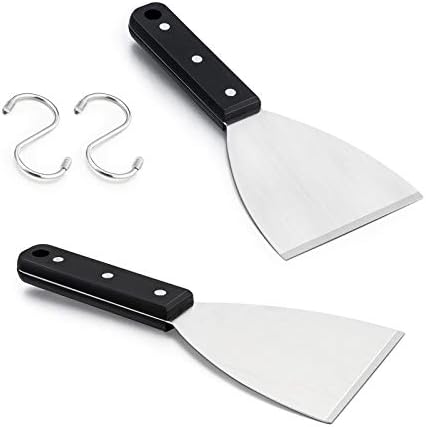 HaSteeL Griddle Scraper 2Pcs, Stainless Steel 9.5in Slant Edge Metal Grill by HaSteeL