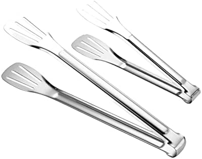 2 Pack Kitchen Tongs Stainless Steel Locking Cooking Barbecue Grilling Food by Hamillar