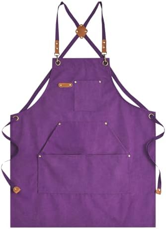 Aoomzoon Canvas Aprons for Men Women, Heavy Duty BBQ Apron by Aoomzoon