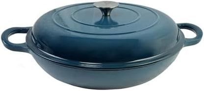 3.5 Quarts Enameled Cast Iron Braiser, Non Stick Enameled Cast Iron Casserole by Kookantage