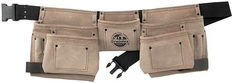 Graintex DS2016 11 Pocket Beige Color Suede Leather Tool Belt/Tool Bag/Work by Graintex