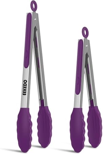 Cooking Tongs with Silicone Tips by EEKEDO