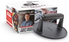 GreenPan x Bobby Flay Smash Burger Press, 6.5" Cast Iron Round Grill Press by GreenPan