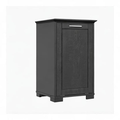 OLD CAPTAIN Wooden Tilt Out Trash Cabinet, Wooden Kitchen Garbage Can Free Standing Holder, Black Finish