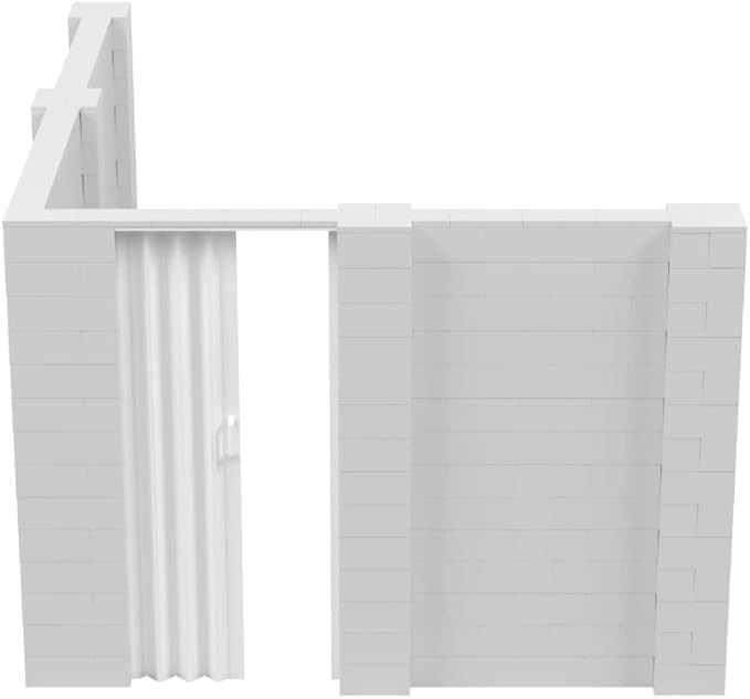 EverBlock 10’ x 12’ x 7’ L-Shaped Wall Kit with Accordion Door | 3’ x 7’ Doorway | Modular Building Blocks | Wall Display | Room Divider & Partition | Reusable | Indoor & Outdoor Use | Blue