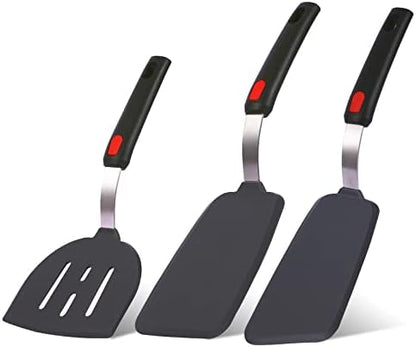 Silicone Spatula Turner Set Large And Thin Flipper Spatulas Heat Resistant 600 by Hvanam