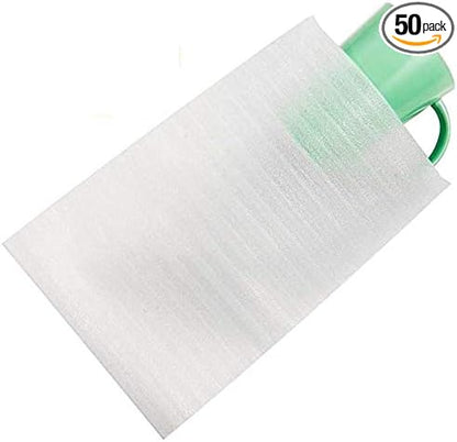 50 Cushion Foam Pouches 7-1/2" X 12", Foam wraps cup pouches, Protect mug, Glasses, China, and Dishes, Packing supplies, Packing Cushioning Supplies for Moving (50 PACK) (50 Count)