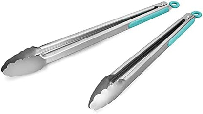304 Stainless Steel Kitchen Cooking Tongs, 14 & 16", Aqua Sky by ALLWIN-HOUSEWARE