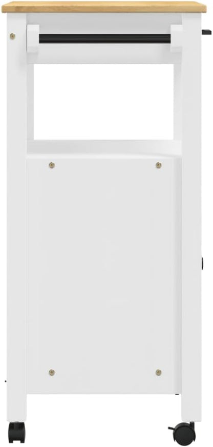 Kitchen Trolley Monza Rolling Kitchen Island Cart with Storage, Portable Dining Room Serving Utility Carts, White 23.6" x 15.7" x 35.4" Solid Wood Pine KH76A