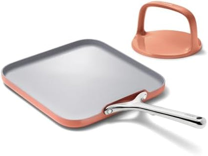 Caraway 11" Non-Stick Square Griddle Pan and 6" Grill Press Duo by Unknown