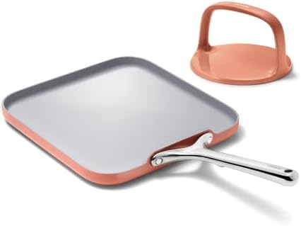 Caraway 11" Non-Stick Square Griddle Pan and 6" Grill Press Duo by Unknown