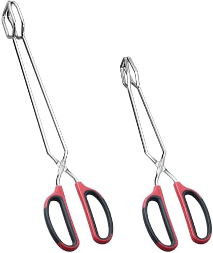 HINMAY 12" 16" Extra Long Stainless Steel Kitchen Scissor Tongs Set by HINMAY