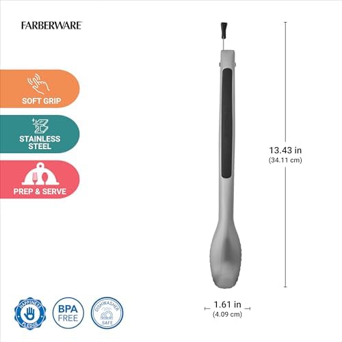 Farberware Pro 12 Inch Stainless Steel Locking Kitchen Tongs - Image 2