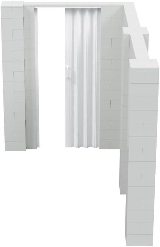 EverBlock 6’ x 10’ x 7’ L-Shaped Wall Kit with Accordion Door | 3’ x 7’ Doorway | Modular Building Blocks | Wall Display | Room Divider & Partition | Reusable | Indoor & Outdoor Use | Dark Gray
