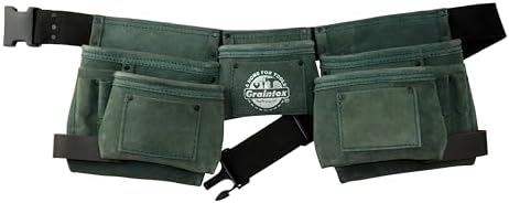 Graintex DS2388 11 Pocket Hunter Green Color Suede Leather Tool Belt/Tool by Graintex