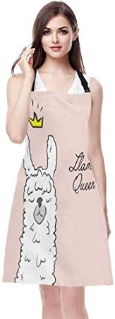 EKOBLA Llama Queen Aprons Alpaca Wearing Crown Funny Cute Animal Cartoon - Image 2
