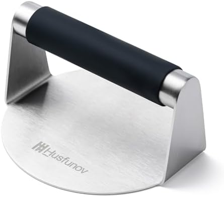 Stainless Steel Burger Press，5.5 Inch Round Smasher，With Anti-Scald Handle by Unknown