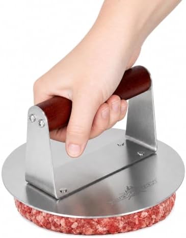 XUDAKAIXIN Stainless Steel Smash Burger Press 6.3", Hamburger Smasher Tool by XUDAKAIXIN